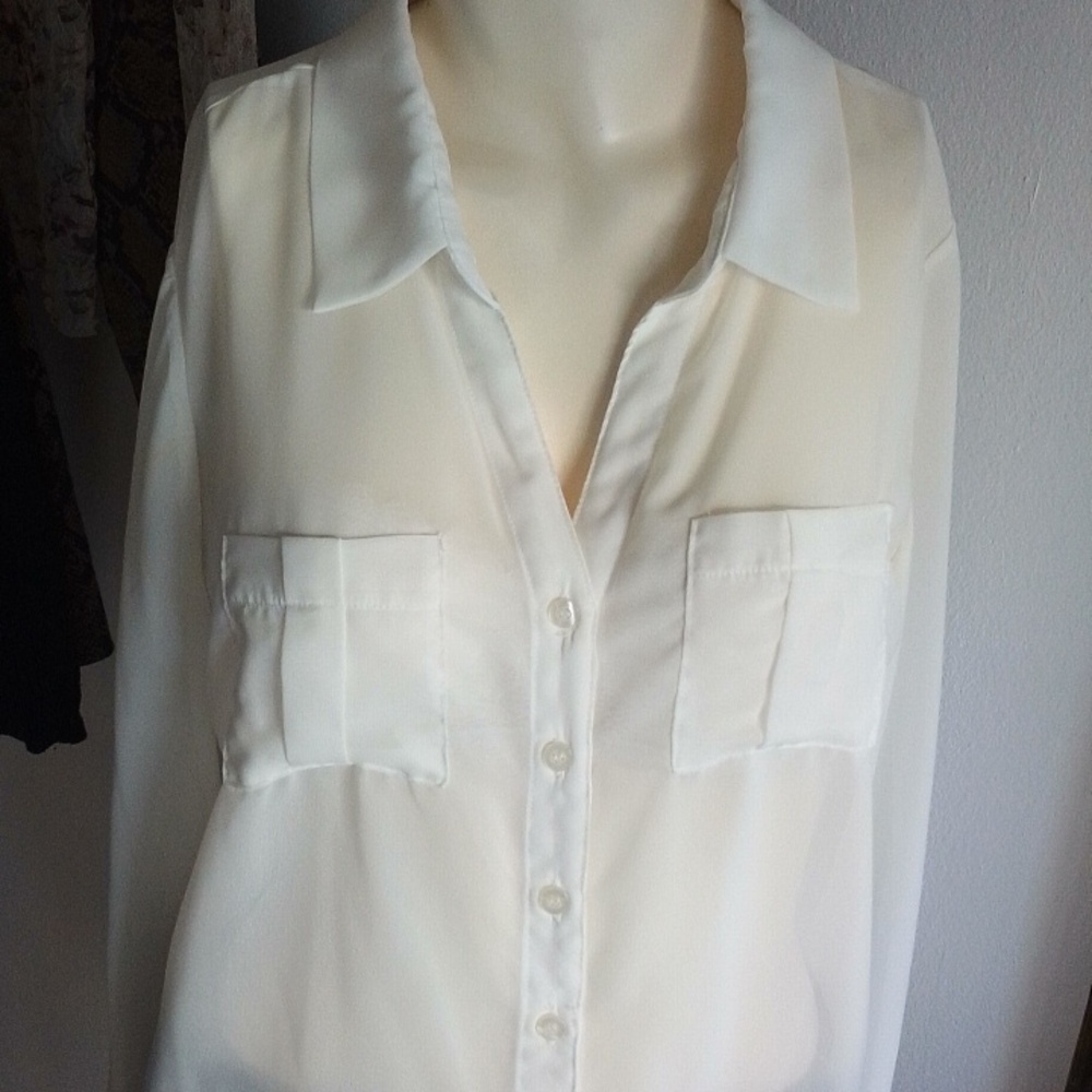 White Collar Button Blouse